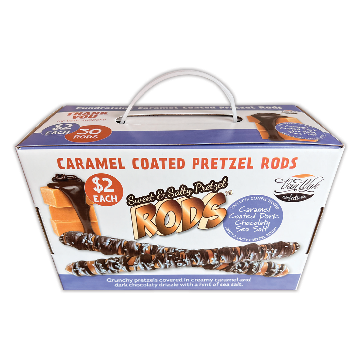 Caramel Pretzel Rods $2.00 Pack